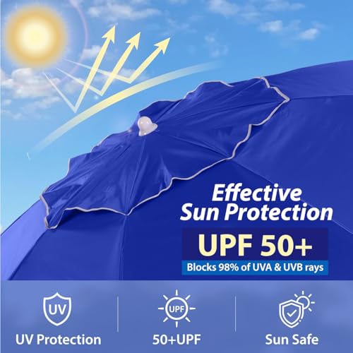 AMMSUN Shade Umbrella, Premium Portable Umbrella with Stand, 6.5ft Lightweight Free Standing Canopy for Sporting Games, Adjustable Instant Sun Protection and Easy to Carry, Blue - color: Blue