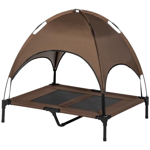 Pet Products Original Pet Cot Tent, Portable Dog House, Dog Shade & Weather Shelter, Elevated Cot Dog Bed, Brown, Large 36.25 X 30 X 35.5 Inches