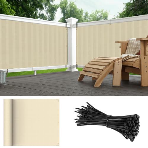 2.5'x2' Balcony Privacy Screen Fence Panels Outdoor Deck Shade Fencing, Apartments Railing Cover UV Protection Outside Screen for Patio Porch, Beige - color: Beige, size: 2.5'x2'