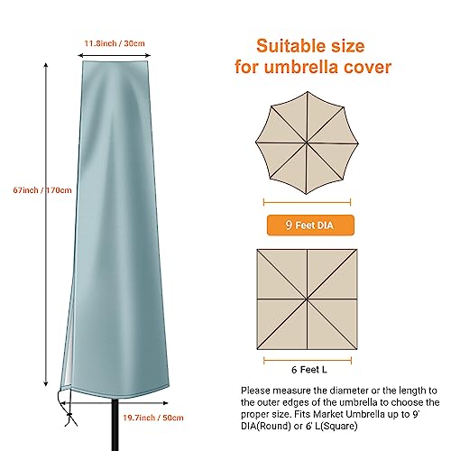 OKPOW Umbrella Covers for Outdoor Umbrellas - Small Patio Umbrella Cover for 6 ft to 9 ft Outdoor Table Umbrella - Waterproof Windproof Anti-UV Garden Parasol Covers, Grey - color: Grey