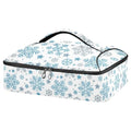 Christmas Snowflake Pizza Bag Thermal Tote Winter Blue White Sliver Xmas Insulated Casserole Cookware Carrier for Hot or Cold Food Fits 15" x 11" Baking Dish for Pockluck, Parties, Picnic,and Cookouts - color: Snowflake White