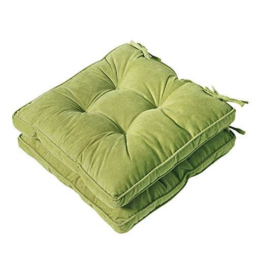 Furlide Patio Chair Cushion 18 x 18 Inch Cushions Pad with Ties Indoor Outdoor Cushions for Dining Chairs Set of 2, Square Green - color: Green