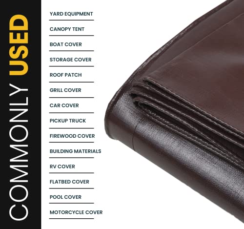 Extra Heavy Duty 16 Mil Tarp Cover, Waterproof, UV Resistant, Rip and Tear Proof, Poly Tarpaulin with Reinforced Edges for Roof, Camping, Patio, Pool, Boat. (Brown/Black 8′ X 10′) - color: Brown/Black-16 Mil, size: 8′ X 10′