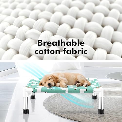 Cute Alpaca Print Elevated Dog Bed - Portable Cooling Pet Cot for Small Dogs - Breathable Thickened Fabric Hammock, Crate Compatible, Indoor & Outdoor Use - size: Small