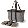 CleverMade Collapsible LUXE Tote, 30L Foldable Grocery Shopping Bag, Reusable - color: Heather Gray