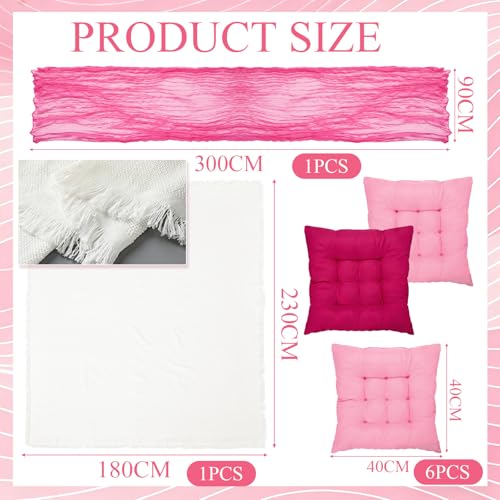 Extra Large Outdoor Picnic Blanket with Table Runner and Floor Pillow Cushion for Picnic Wedding Birthday Baby Shower Backyard Decor(91 x 71'',Rose Red,8 Pcs) - color: Rose Red