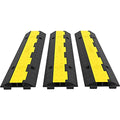 VEVOR 3 PCs Rubber Cable Protector Ramp, 2 Channel, 11000 lbs/axle Capacity Heavy Duty Hose Wire Cover Ramp Driveway, Traffic Speed Bump w/Flip-Open Top Cover, for Indoor&Outdoor