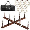 Ring Toss Game for Kids & Adults, Outdoor Yard Games for Adults and Family, Premium Ring Game with 6/10 Rope Rings & Carrying Bag, Perfect for Lawn, Backyard, Beach, Camping - size: Large