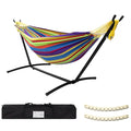 SZHLUX Double Hammock with Stand for Outside 450lb Capacity Steel Stand, Premium Carry Bag Included and Two Anti Roll Balance Beam - color: Tropical