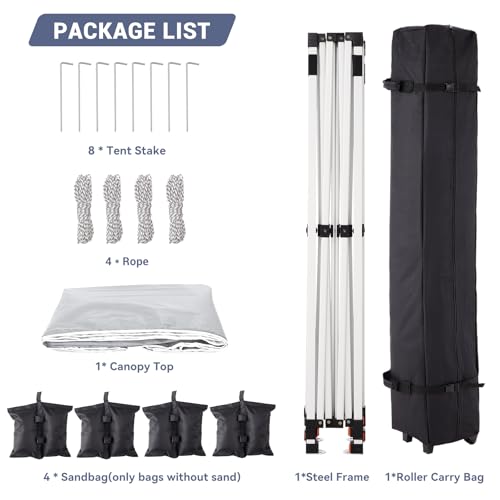 10 x 10 Pop Up Canopy, All Season Instant Canopy with 2 Sidewalls and Vented Roof, Portable Party Tent with Wheeled Carry Bag and Sandbag for Camping, Picnic, Party, White - color: White, size: 2 Side Walls