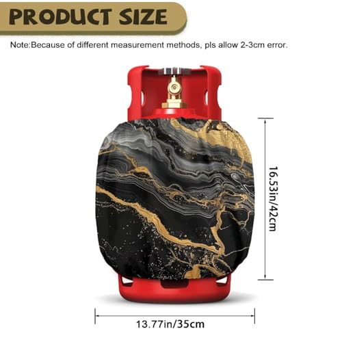 Rv Propane Tank Cover Black Gold Gas Tank Covers Protective Covers for Grill, Travel Trailer RV and Outdoor Use Windproof Weatherproof Gas Carrier - color: Black Gold