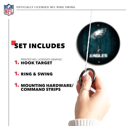 Solid Wood NFL Hook & Ring Toss Set with Direct Print HD Team Graphics – Easy Hang Hook and Ring Toss Target – Great Gift for Any Football Fan! Ring Toss Family Game for a Game Room
