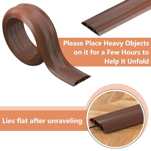 AGPTEK Heavy Duty Floor Cable Cover Cable Protector, 6.5 Ft Floor Cord Protector 3 Channels Floor Cord Cover (Mid Channel 0.93") Contains Cords, Cables and Wires, Good for Office, Home, or Outdoor - color: Brown