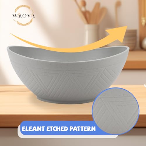 Wrova Wheat Straw Bowls Set,Unbreakable Large Salad Bowls Set of 2,Microwave and Dishwasher Safe Bowls Plastic Bowls for Eating,BPA Free Salad Bowl for Serving,Oatmeal and Salad.Gray - color: Gray, size: 2 Pack