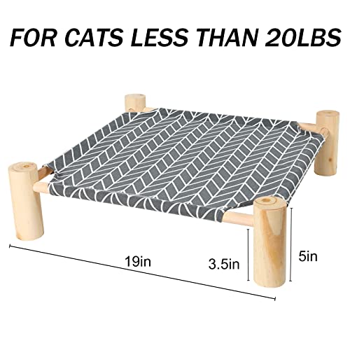 Patas Lague Cat and Dog Hammock Bed for Small Dogs, Brethable Wooden Cat Pet Rabbit Elevated Cooling Outdoor Bed Cots Furniture for Summer Arrow - color: Arrow