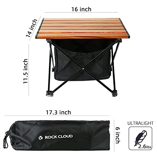 ROCK CLOUD Portable Camping Table Ultralight Aluminum Camp Table with Storage Bag Folding Beach Table for Camping Hiking Backpacking Outdoor Picnic, Small - color: Wood Grain, With Storage Bag, size: Small