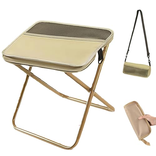 Portable Ultralight Travel Stool - Camping Chair, Foldable Fishing Stool with Carry Keychain,Handbag Style Fold for Backpack, Outdoor Footstool for Picnic Hiking Fishing