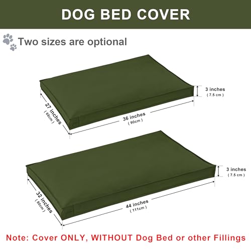 Dog Bed Covers Replacement Washable, Waterproof Dog Bed Cover with Zipper, 44Lx32Wx3H inch Durable Oxford Pet Bed Cover for Outdoor/Indoor Use, Cover Only, Army Green - color: Army Green, size: 44*32*3 inch