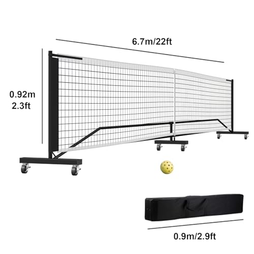 Portable Pickleball Net System, Pickle Ball Set with Wheels for Driveway, Indoor Steady Pickleball Stand with Carrying Bag for Backyards Outdoor, 22 FT USAPA Regulation Size