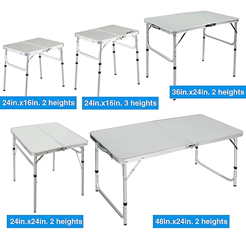 REDCAMP Small Folding Camping Table,2ft Portable Aluminum Outdoor Small Foldable Table Adjustable Height Lightweight for Picnic Cooking Beach - size: 24''L x 16'' x 19"(2 heights10"/19")