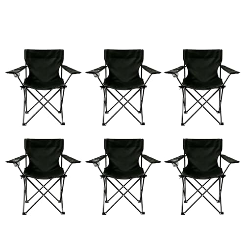 6 Pack Folding Camping Chairs, Portable Lightweight Outdoor Lawn Chair with Cup Holder and Carry Bag, Collapsible Foldable Chair for Camping, Beach, Fishing, Picnic, Garden 300LBS - color: Standard, size: 6PCS