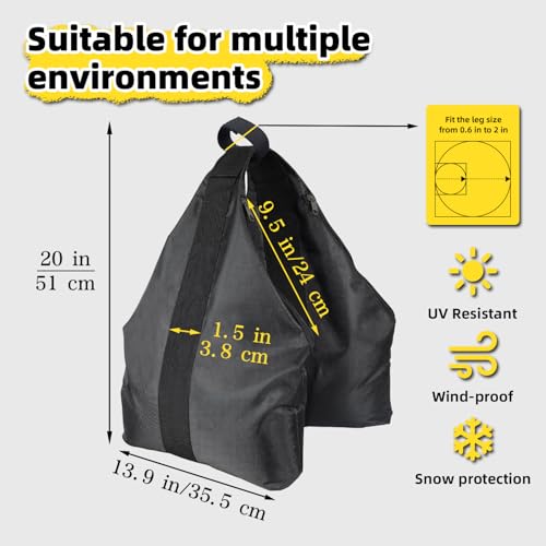 Canopy Weights Sandbags Set of 4，Extra Large Heavy-Duty 1680D Pop Up Tent Sand Bags for Instant Outdoor Sun Shelter Canopy，Patio Umbrella（Without Sand） - color: New 240lbs