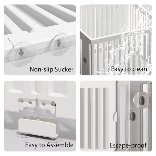 23.6" H Plastic Pet Playpen with Lockable Wide Door, 7 Panels Expandable Pet Fence with Portable Indoor/Outdoor, Easy Setup & Clean for Pets up to 22lbs or Baby (White) - color: White