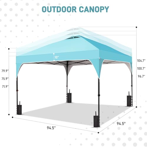 8x8 FT Canopy Tent, Pop Up Canopy with 1-Button Push, 4 Sandbags, Instant Outdoor Gazebo Shelter (Cyan Blue, 8x8) - color: Cyan Blue, size: 8x8