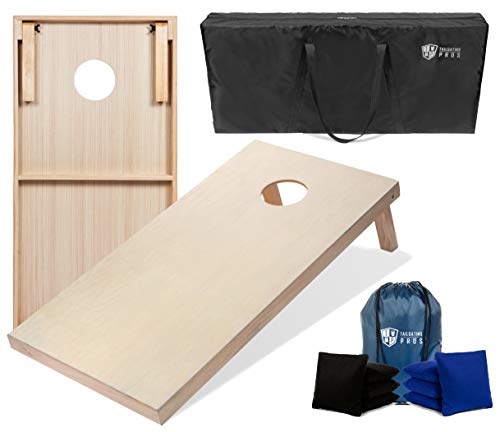 Tailgating Pros Cornhole Boards - 4'x2' & 3'x2' Cornhole Game w/Carrying Case & Set of 8 Corn Hole Bags - 150+ Color Combos! Optional LED Lights - color: Black / Royal Blue, size: 4'x2' Boards