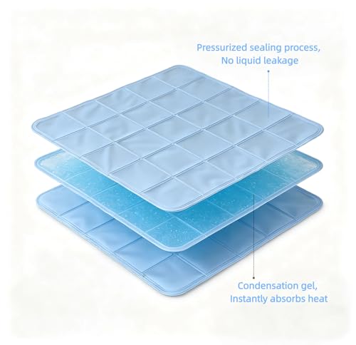 ZeQi Gel-Filled Cooling Mats for Cats Dogs Pets, Water-Proof Surface, Summer Dog Cool Mat, Cooling Cat Bed, Cool Mat, Ice Mat, Seat Cushion for Summer 17''x17'' (Small, Solid) - size: Medium