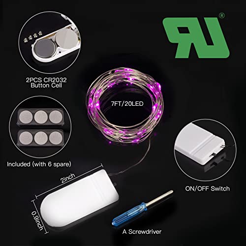 Brightown Valentine's Day 12 Pack Pink Led Fairy Lights Battery Operated String Lights Waterproof Silver Wire 7 Feet 20 Led Firefly Starry Moon Lights for DIY Wedding Party Bedroom - color: Pink, size: 12 Pack