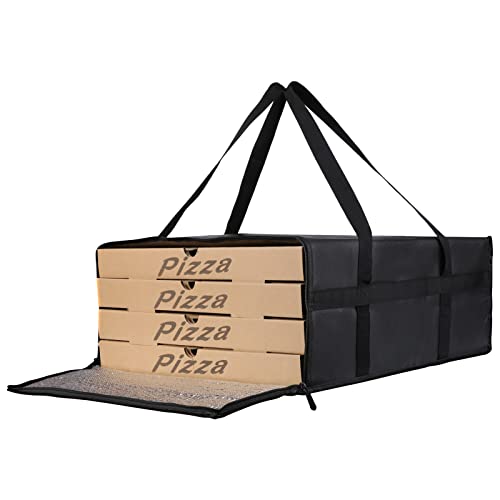 Bodaon Insulated Pizza Delivery Bag, 20" x 20" x 8" Pizza Warmer Bags for Carry Hot, Insulated Food Delivery Bag, Insulated Grocery Bags, Black, 1-Pack - color: Black, size: 20" x 20" x 8"