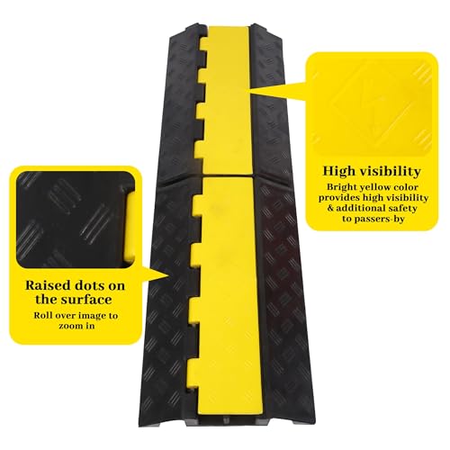 Rubber Cable Ramp Cable Protector Ramps Wire Hose Protective 2 Channel Traffic Rubber Plastic Cord Cover Speed Bump for Asphalt Concrete Gravel Driveway Outdoor, 3 Pack - color: 2 channel-3 pack