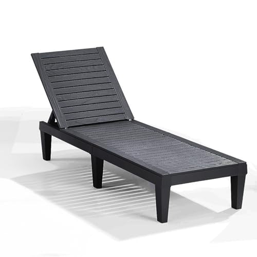 Nestl Patio Chairs - Black Chaise Lounge Chair Outdoor, 5-Position Adjustable Sun Tanning Chair, Waterproof Pool Lounge Chairs, Reclining Lawn Chair, Lightweight Outdoor Lounge Chairs - color: 1 - Black, size: Single