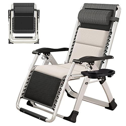 LILYPELLE Zero Gravity Chair, Padded Recliners Premium Lawn Recliner Folding Portable Chaise Lounge with Headrest and Cup Holder, Reclining Patio Lounger Chair - color: Padded Recliner, style: Zero Gravity Chair