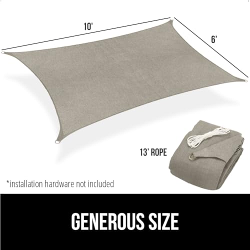 GORILLA GRIP Heavy Duty Sun Shade, UV Protection Fade Tear and Rust Resistant Rectangle Sunshade Canopy, Curved Edges Blocks Sunlight, Breathable Sail, Outdoor Patio, Lawn Garden, 6x10 FT Gray - color: Graphite, size: 6' X 10', style: Rectangle