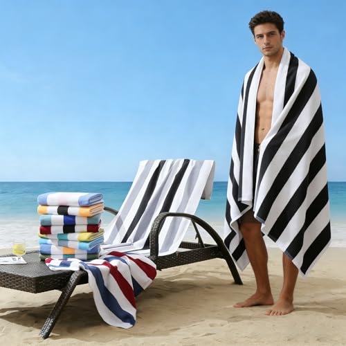 Beach Towel Set-4 Pack 30"x60" Sand Free Stripe Beach Towel for Pool,Bathroom,Soft Absorbent Quick Dry Lightweight Beach Bath Towel,Camping Blanket,Travel Towel,Beach Essentials for Adults,Teal/Green - color: Teal/Green