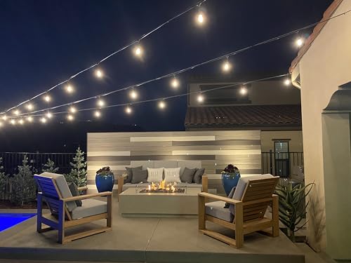 Brightech Ambience Pro - Waterproof LED Outdoor String Lights - Hanging, Dimmable 2W Vintage Edison Bulbs - 48 Ft Commercial Grade Patio Lights Create Cafe Ambience In Your Backyard - style: 48 Foot - Soft White (2700K)