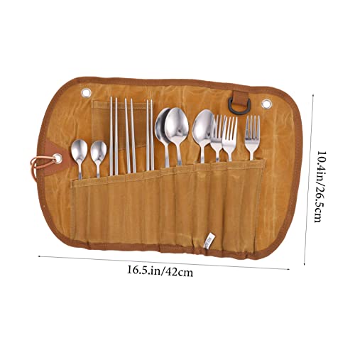Camping Utensil Set with Carrying Bag Portable 10-Piece Travel Tableware Set Lightweight Cutlery for Picnics Backpacking and Outdoor Dining