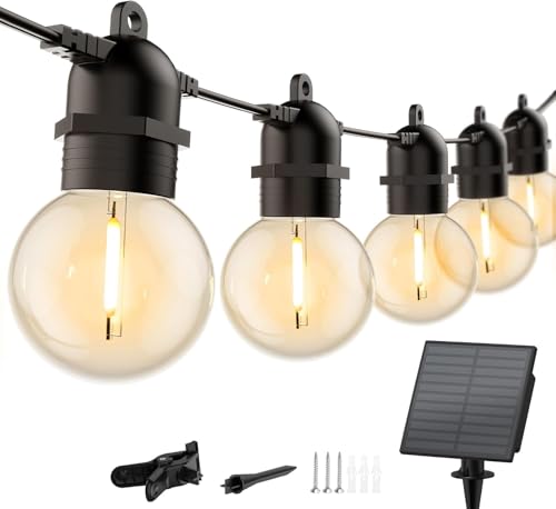 Brightown 34FT Outdoor Solar String Lights - LED G40 Pro Patio Energy Saving with 11 Shatterproof Bulbs, 3 Light Modes Waterproof Hanging Lights for Outside Garden Backyard Decor - Last for 20Hrs+ - size: 34ft 11led