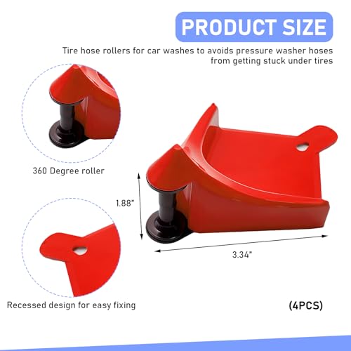 KVAEY 4 PCS Car Hose Guide, Durable Plastic Tire Hose Guide Preventing Stucking and Snagging Under Tires, Non-Slip Hose Guide for Car Wash Detail Fits SUV Pickup Truck RV ATV (Red) - color: Red