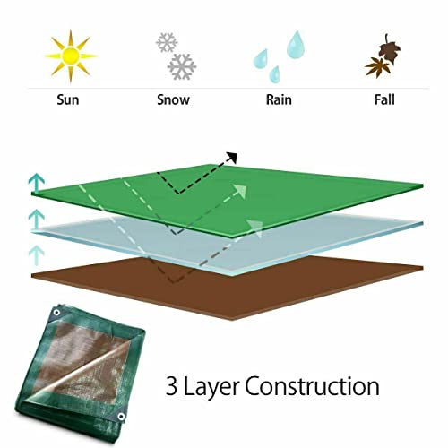 Waterproof Heavy Duty Tarp - for Wood Furniture, Car, Boat, Pool, & More - Tear Resistant - 20x40 Foot Indoor/Outdoor Reversible Green/Brown Tarp - size: 20' X 40'