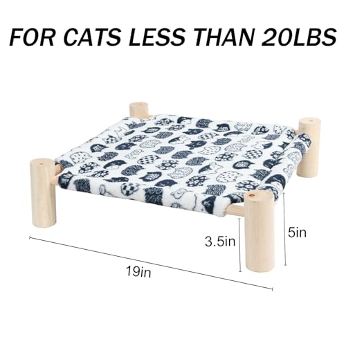 Patas Lague Cat and Dog Hammock Bed for Small Dogs, Brethable Wooden Cat Pet Rabbit Elevated Bed Cots Furniture for All Seasons Fleece Ivory - color: Ivory
