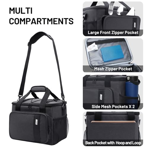 MIER Mens Lunchbox for Work Insulated 24 Cans/15L Large Lunch Bags Leakproof Adult Women Lunch Box Coolers for Travel Beach Picnic Office, Dark Gray - color: Gray