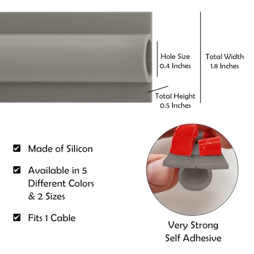 Rubber Bond TV Cord Hider Cable Protector - Strong Self Adhesive Wall Cord Cover Cable Hider - Low Profile Cable Management Wall Cord Concealer Cable Raceway - color: Grey, size: 4 Feet, style: 1 Cord