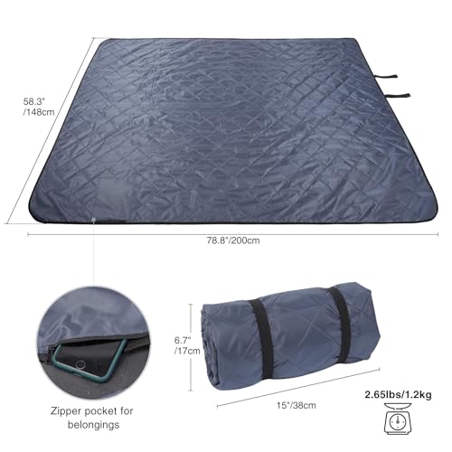 REDCAMP Large Waterproof Stadium Blanket for Outdoor Sports, Soft Warm Fleece Camping Blanket Windproof for Cold Weather, 79"x 59"Grey - color: Grey 79"x59"