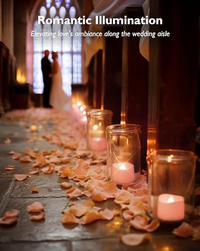 Homemory Pink Tea Lights Candles Battery Operated, 200+Hour Flameless Flickering Fake Electric LED Colored Tealights Candles for Romantic Wedding Decor, Baby Showers, Proposal, Valentine's, 24-Pack - color: Pink, size: Pack of 24