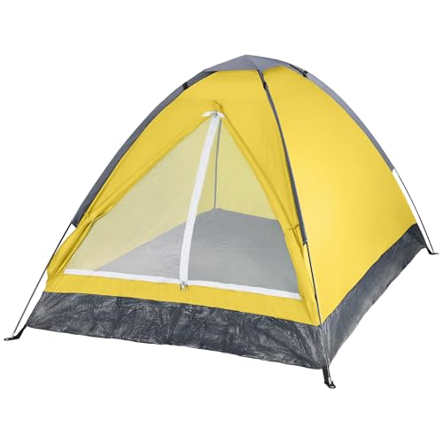 2 Person Camping Tent with Rain Fly and Carrying Bag – Lightweight Outdoor Pop Up Tents for Camping Essentials, Music Festivals, Backpacking, Hiking, or Beach Shelter by Wakeman Outdoors - color: Yellow