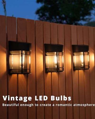Solar Fence Lights, 12 Pack Waterproof Solar Lights Outdoor, Outdoor Solar Lights for Fence Garden Yard Step Deck Stairs - color: Black, size: 12 Pack