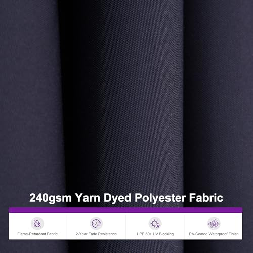 PURPLE LEAF 10Ft Round Semi-Auto Outdoor Patio Umbrella Aluminium Market Umbrella Table Sun Umbrella with 1.89" Rod and 8 Sturdy Ribs for Deck Lawn Pool Garden, Navy Blue - color: Navy Blue, size: 10 ft